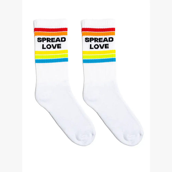 Spread Love  Crew Socks - White