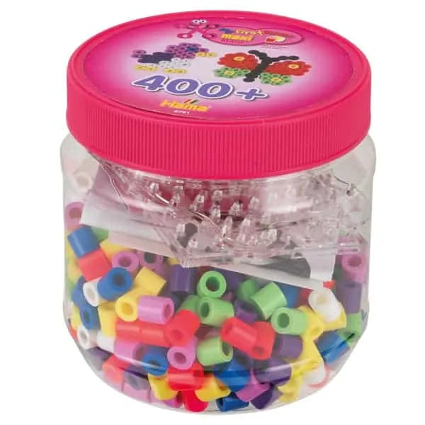 Hama: Maxi 400 Beads & Pegboards in Pink Tub - Ages 3+