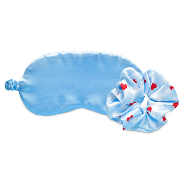 IS: Gingham Hearts Eye Mask & Scrunchie Set- Ages 6+