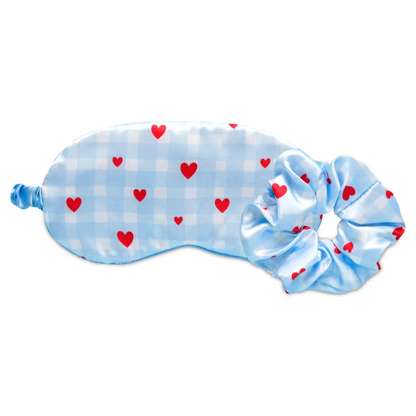 IS: Gingham Hearts Eye Mask & Scrunchie Set- Ages 6+