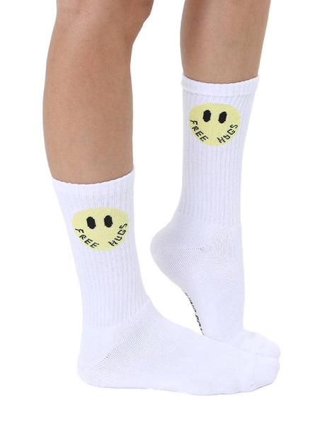 Free Hugs  Crew Socks - White
