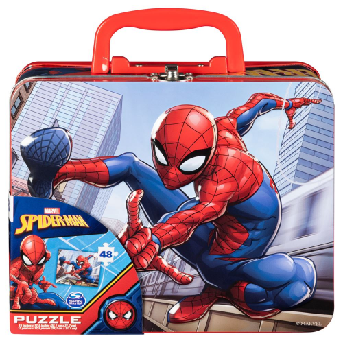 Spider Man Tin Box - with 100 piece puzzle - Ages 6+