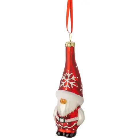 Ornaments: Blown Glass Santa Gnome - Silver Tree - Ages 8+