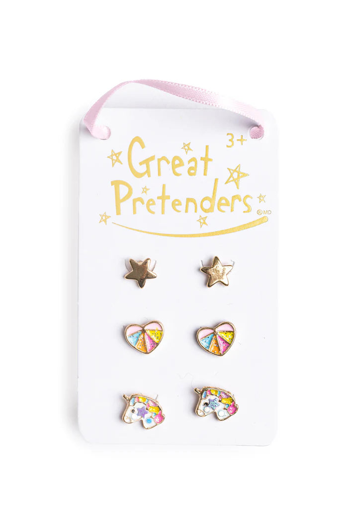 GP: Boutique Cheerful Studded Earrings, 3 Pairs - Ages 3+