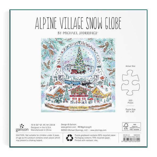 Galison - Alpine Village Snow Globe -500 Piece Puzzle