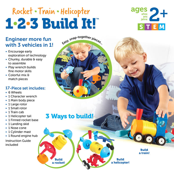 1-2-3 Build it! Rocket/Train/Copter - Ages 2+