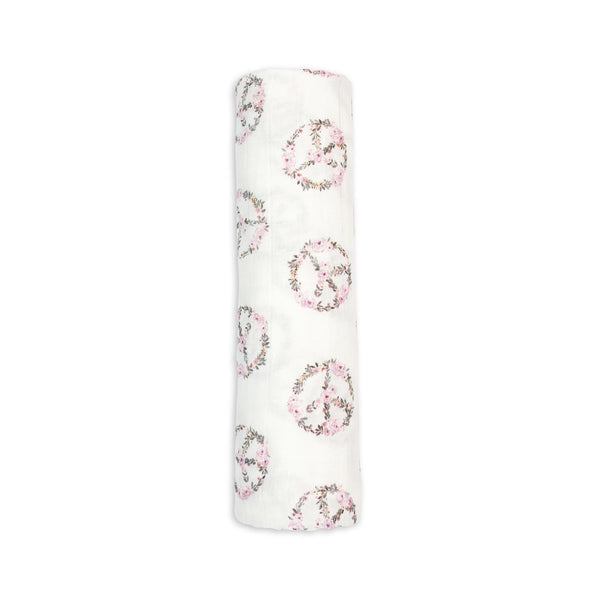 Lulujo: Bamboo Muslin Swaddle 1-Pack: Peace - Ages 0+