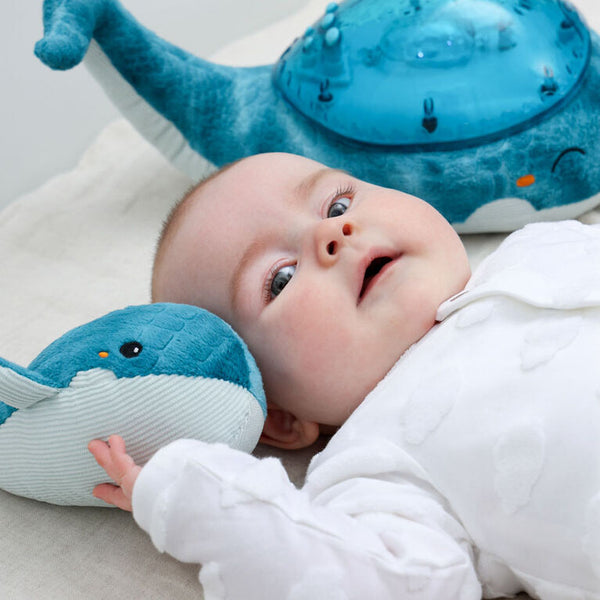 Tranquil Whale Family: Blue Soothing Projector Nightlight Set - Ages 0+