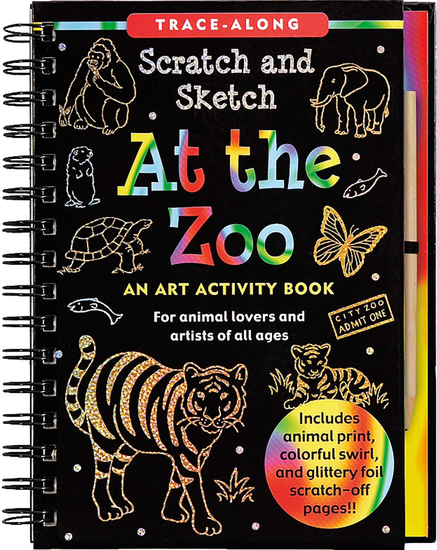 AB: Scratch and Sketch Art Activity Book: At the Zoo - Ages 5+