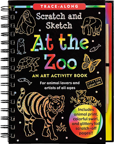 AB: Scratch and Sketch Art Activity Book: At the Zoo - Ages 5+