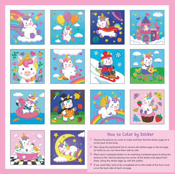 Colour-By-Sticker Book - Baby Unicorns Sparkles