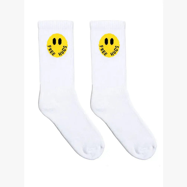 Free Hugs  Crew Socks - White