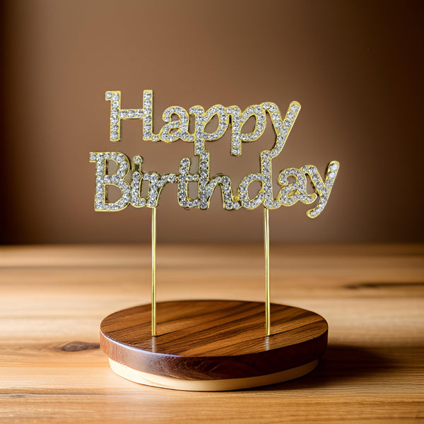 Rhinestone Happy Birthday Cake Toppers