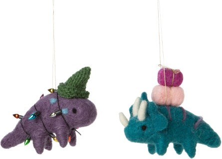 Ornaments: Felt Asst'd Christmas Dinosaur  - Ages 3+