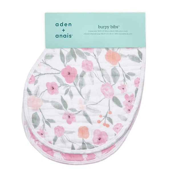 Aden + Anais: Burpy Bib Cotton Muslin - ma fleur 2pk - Age 0+
