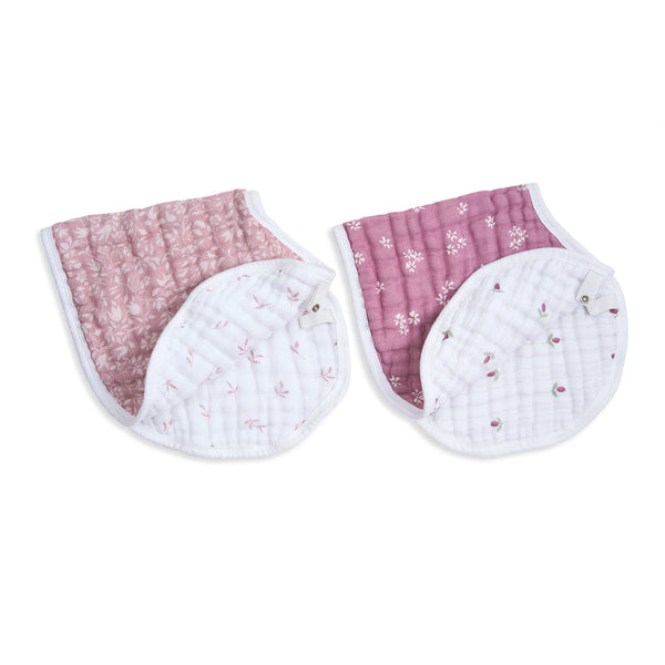 Aden + Anais: Burpy Bib Cotton Muslin - Heritage Floral 2pk - Age 0+