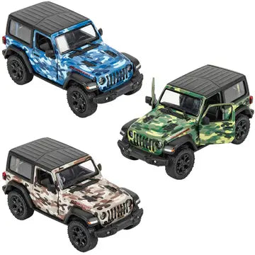 Kinsmart 2018 Jeep Wrangler Camo Hard Top Pull Back Car 1:34 Scale