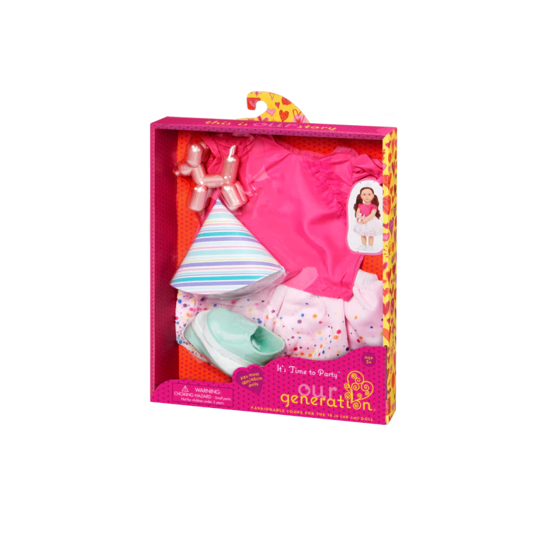 OG: 18" Doll Outfit - "It's Time To Party" - Ages 3+