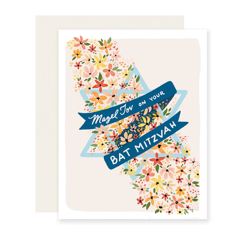 GC: Bat Mitzvah Floral - Religious Card
