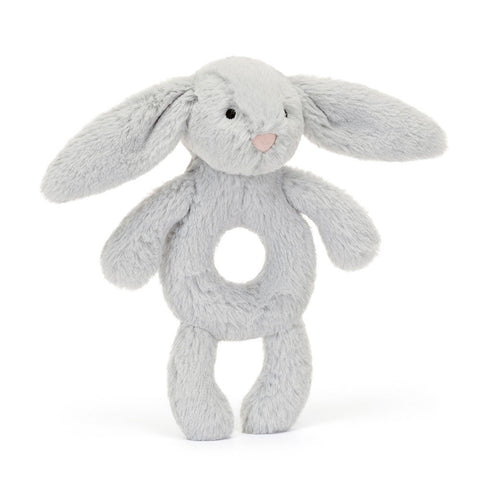 JC: Bashful Silver (Grey) Bunny Ring Rattle - Ages 0+