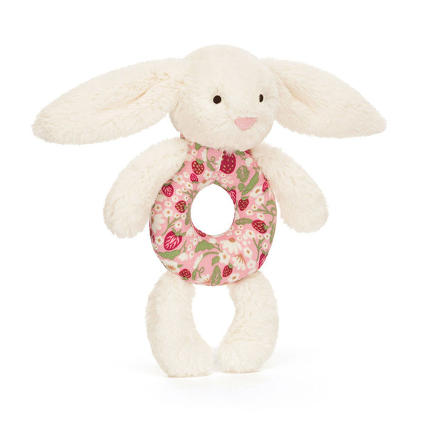 Jellycat Blossom Cream Bunny Berry Ring Rattle Plush Toy