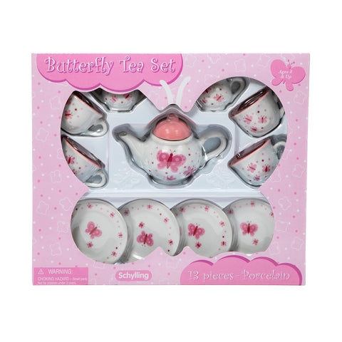 Butterfly Tea Set - 13 porcelain -  Ages 8+