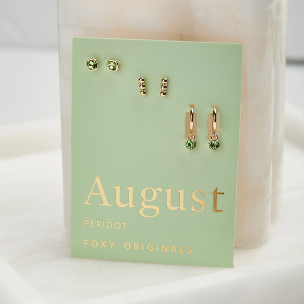 Earrings: Birthstone August Peridot - Gold