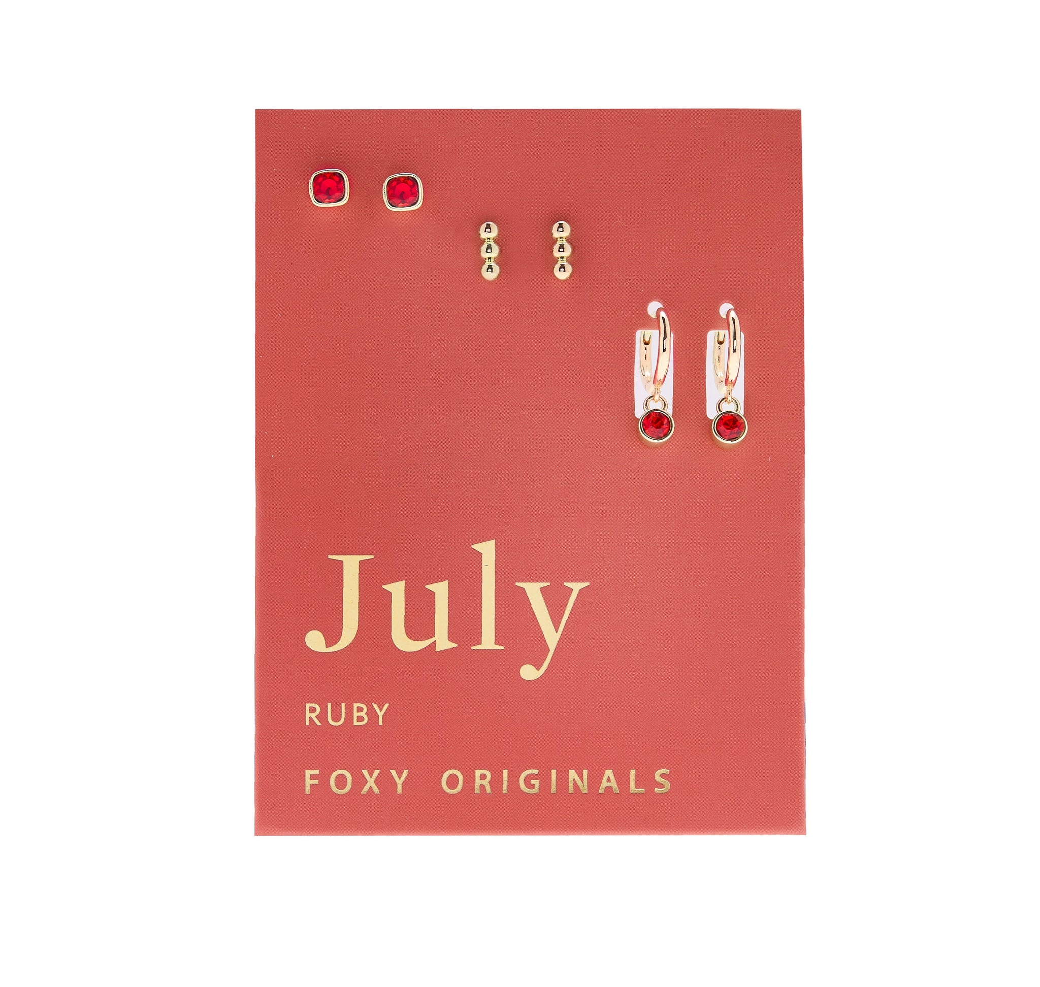 Earrings: Birthstone July Ruby - Gold