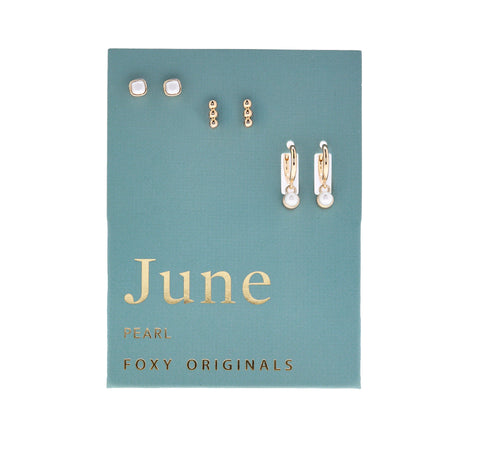 Earrings: Birthstone June Pearl - Gold