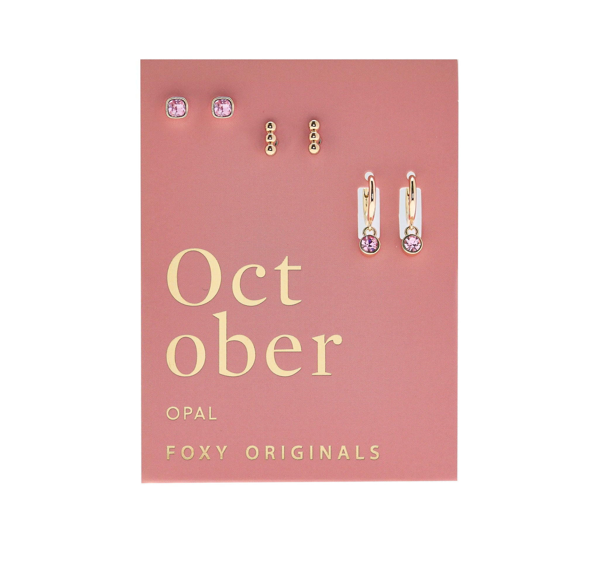 Earrings: Birthstone October Opal - Gold