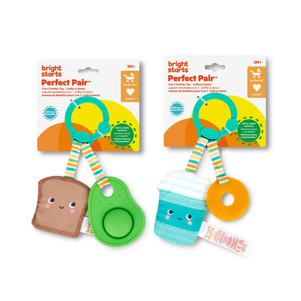 Bright Starts: Perfect Pair: 2-in-1 Teether Toy - Ages 3mths+