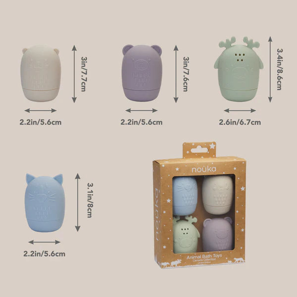 Noüka: Silicone Canada Animal - Bath Toys Set - Ages 3mths+
