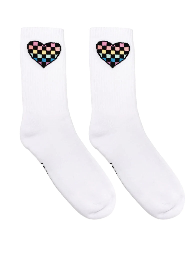 Classic Crew Socks: Checker Heart - One Size Fits Most