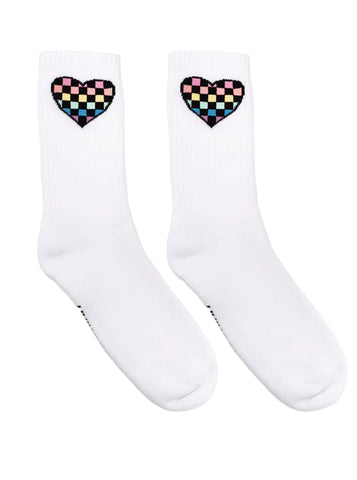 Classic Crew Socks: Checker Heart - One Size Fits Most