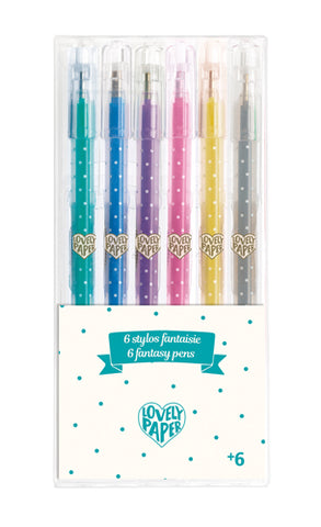 6 Gel Pens / Glitter - Ages 6+