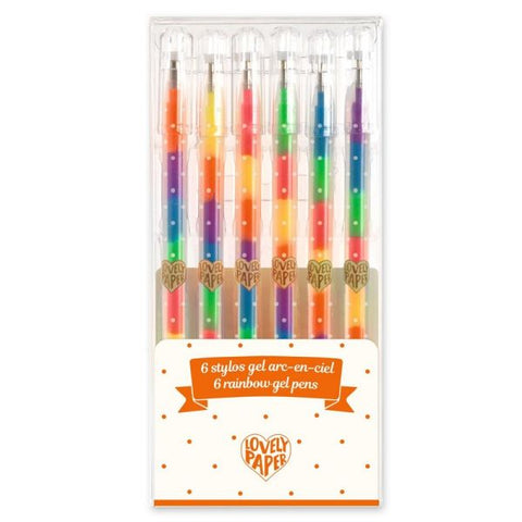 6 Rainbow Gel Pens - Ages 6+