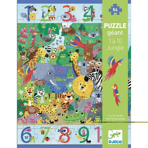 Djeco: 54 Piece Puzzle: 1-10 Jungle / Giant Puzzle - Ages 4+