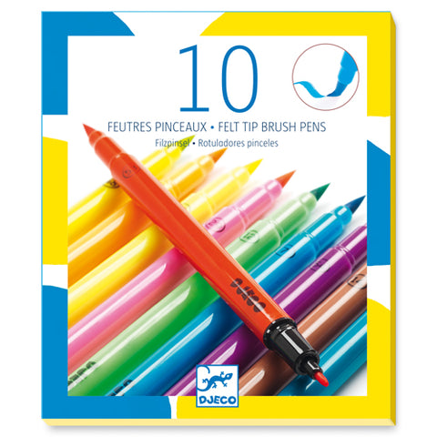 10 Felt Tip Brush Pens- pop colours - Ages 6+