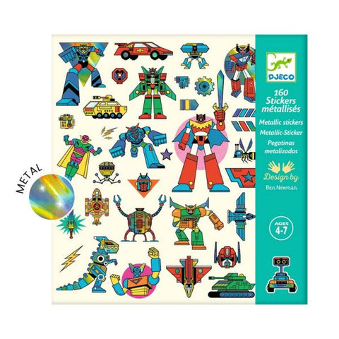 Djeco: Metallic Stickers / Robots - Ages 4+