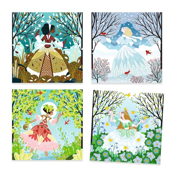 Foil Pictures - Dresses in Seasonal Colours - Djeco