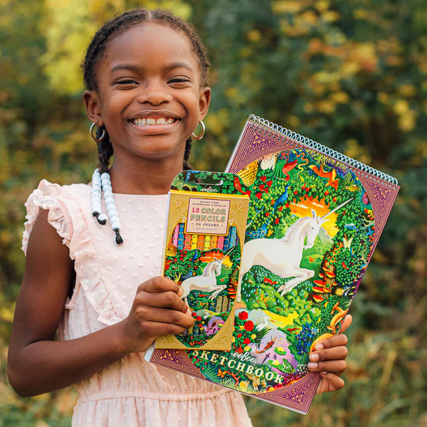 EeBoo: 12 Coloured Pencils - 24 Metallic and Fluorescent Colours Unicorn - Ages 3+