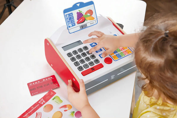 Hape - Wooden Beep 'n Buy Cash Register Pretend Playset