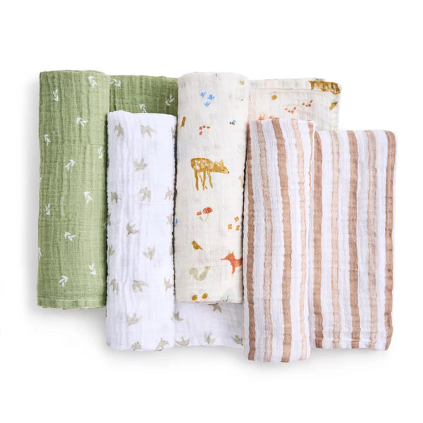 Aden + Anais: Essentials Cotton Muslin Swaddles 4-Pack: Sage Woodland - Age 0+