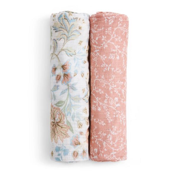 Aden + Anais: Soft Swaddle Blankets - 2-pk - Victorian Flowers- Age 0+