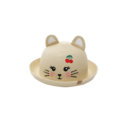 Sun Hat : Kids Straw Hat - Cat - UPF50  - Medium 2-4 yrs