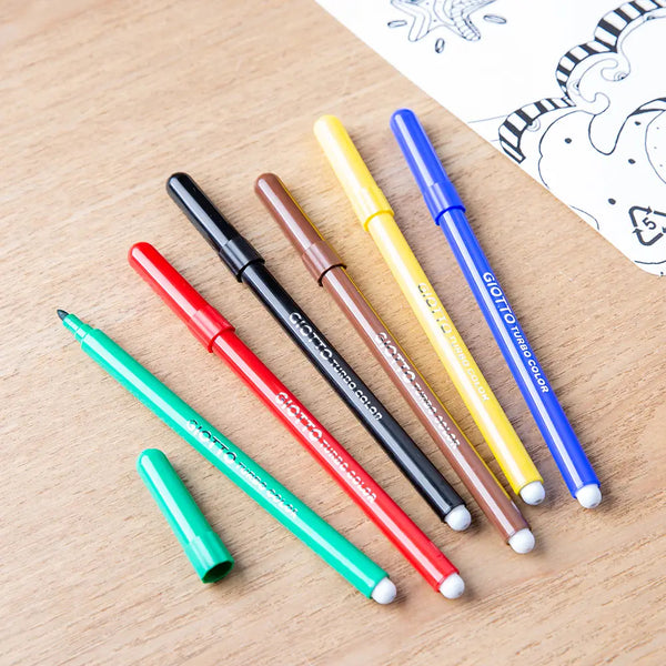 Funny Mat: Compact Set of 2 with 6 Giotto Markers: Alphabet & Numbers - Ages 3+