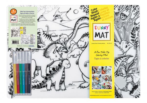 Funny Mat: Set of 2 with 6 Giotto Markers: Jurassic & Vehicles - Ages 3+
