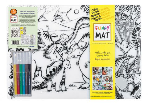 Funny Mat: Set of 2 with 6 Giotto Markers: Jurassic & Vehicles - Ages 3+