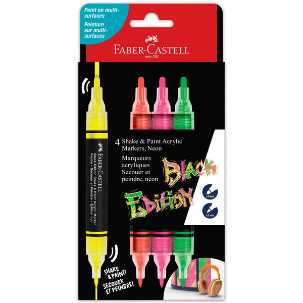 FC: Black Edition 4 Shake & Paint Acrylic Markers - Neon - Ages 13+