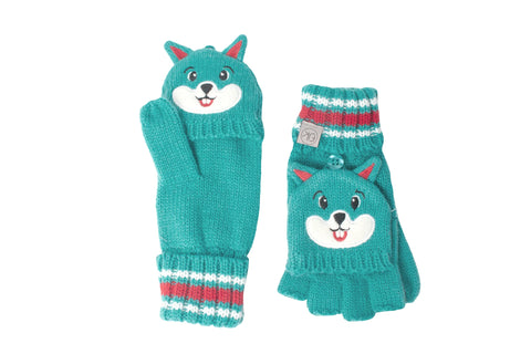 Flap Jack Kids - Knitted Fingerless Gloves with flap - Squirrel